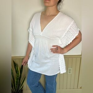 Sea Spice Womens Cotton Boho Swim Y2K Beachy Coverup Cottagecore Crochet Size M